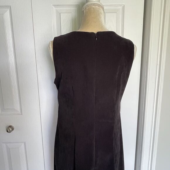Vintage 90's Vision Apparel Black Dress Womens Size 8 Faux Suede Sleeveless - Picture 7 of 16